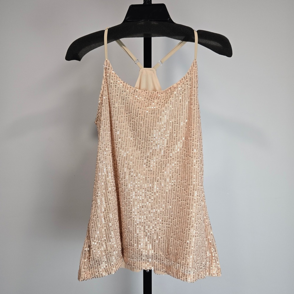 PrettyGuide Womens Sequin Camisole Champagne Gold Racerback Tank Top 0172 M NEW